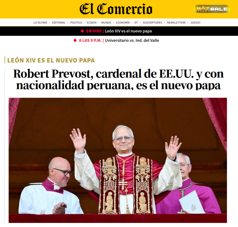 medios peruano destacan elección de papa con nacionalidad de perú: Leon XIV