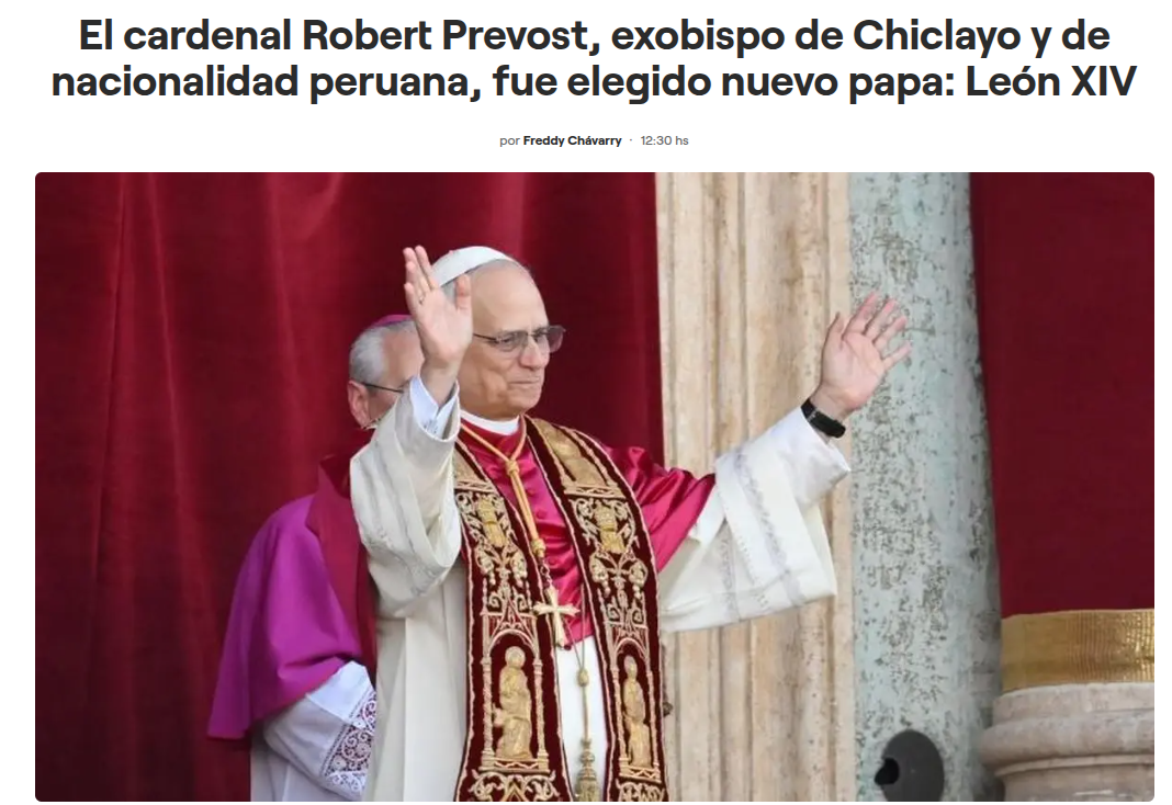 medios peruano destacan elección de papa con nacionalidad de perú: Leon XIV
