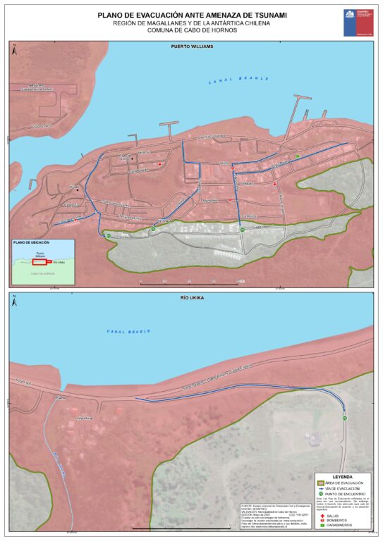 Plano de evacuación por tsunami en Cabo de Hornos