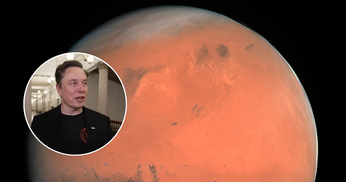 Foto de Elon Musk y el planeta Marte