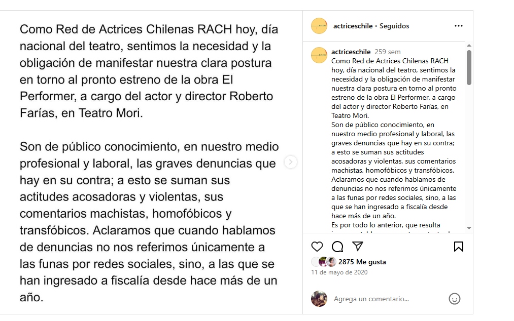 Gonzalo Valenzuela estrena obra que Red de Actrices "funó" por denuncias contra Roberto Farías
