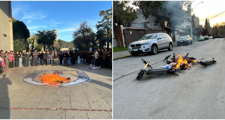 Queman muñeco y scooters en medio de protestas en la UdeC