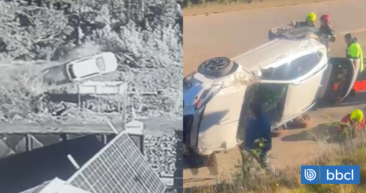 VIDEO | Mujer perdió control del auto, vehículo voló y terminó volcado en ruta Tomé-Concepción