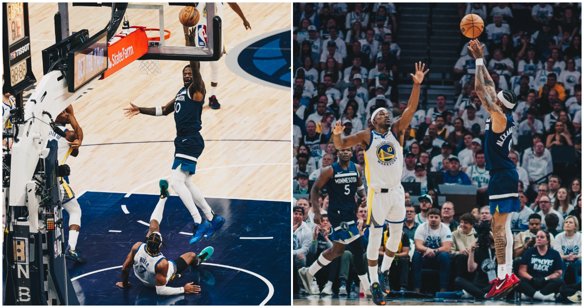 Timberwolves vs Warriors en el Game 2 de la semifinales de playoffs