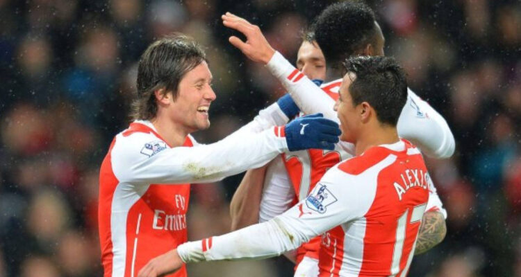 Tomas Rosicky en el Arsenal con Alexis Sánchez