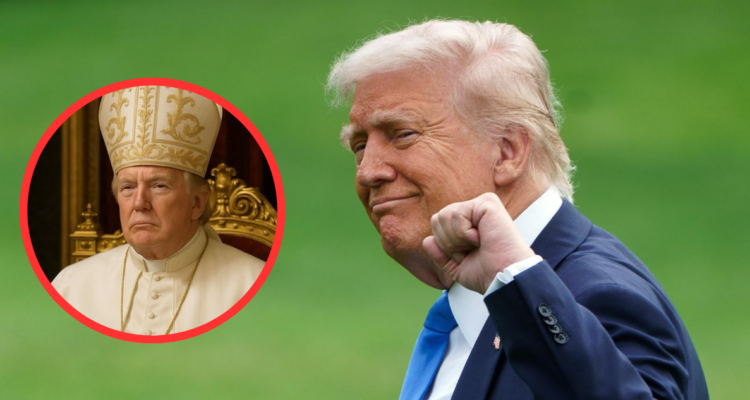 Donald Trump junto a fotografía generada con Inteligencia Artificial donde se ve como el Papa