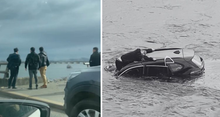 Vehículo que cayó desde puente Llacolén al río Bío Bío