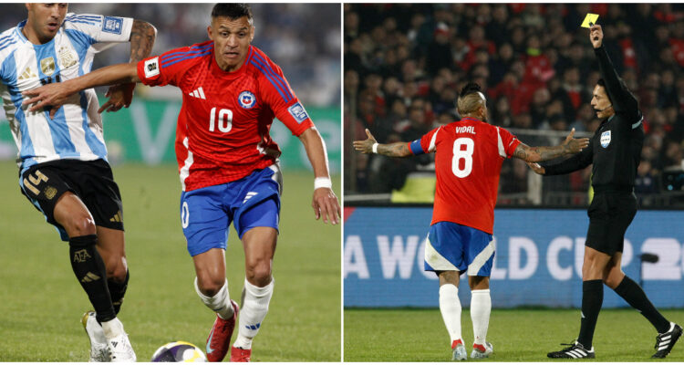 Alexis Sánchez y Arturo Vidal en el partido contra Argentina