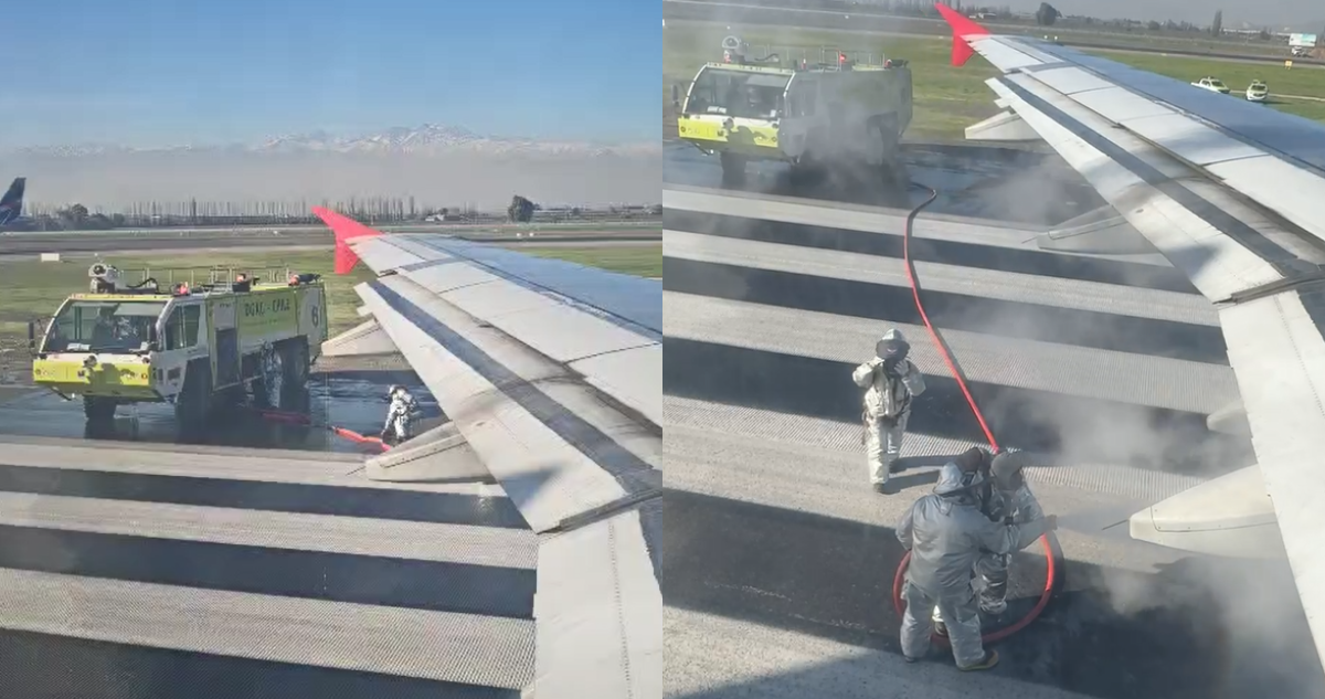 Evacúan avión en Aeropuerto de Santiago por fuego en uno de sus motores: emergencia fue controlada