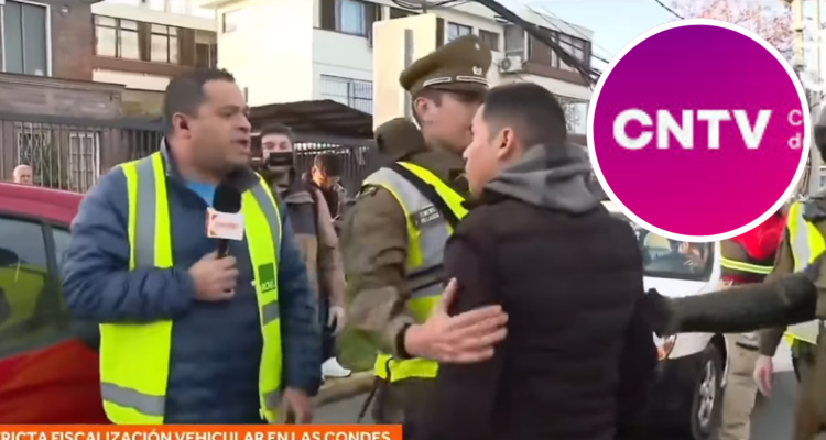 Tomás Cancino en ‘Contigo en la mañana’ y logo de CNTV en referencia a denuncias