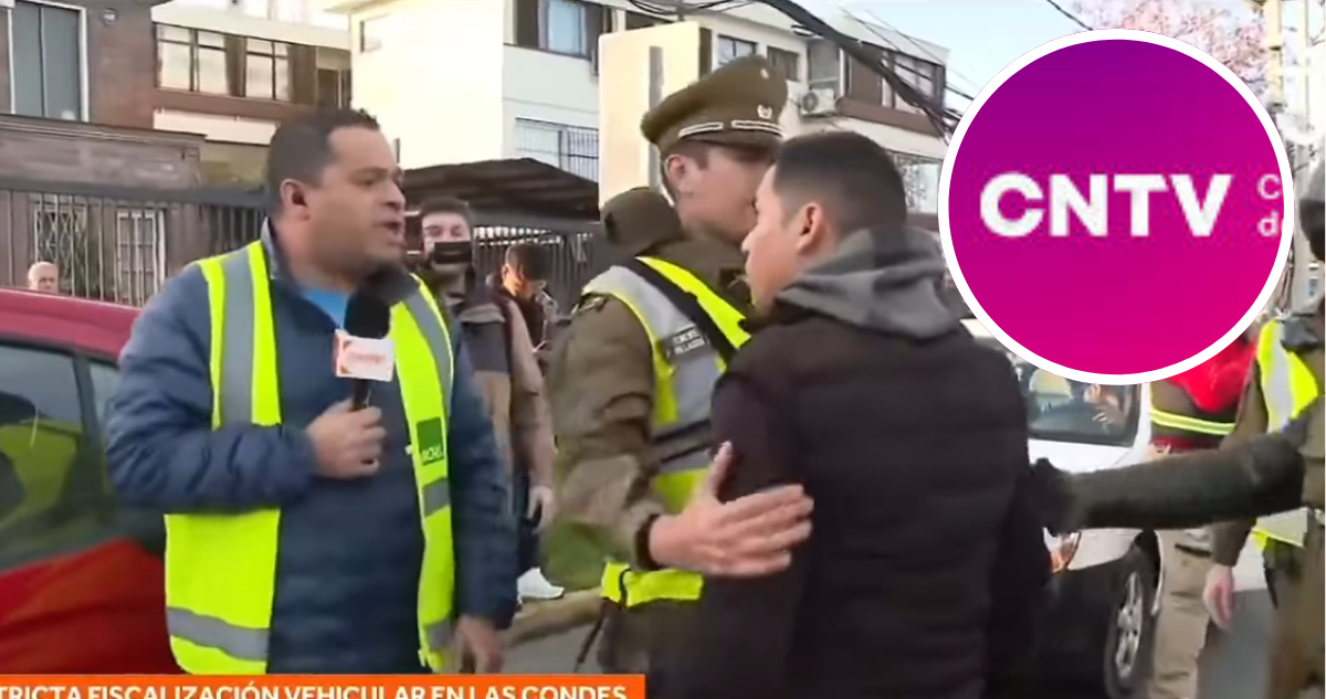 Tomás Cancino en ‘Contigo en la mañana’ y logo de CNTV en referencia a denuncias