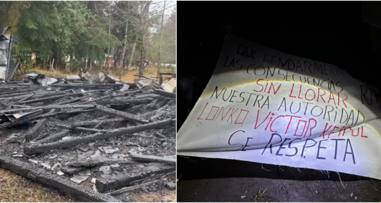 Fotografía de capilla destruida y de lienzo.