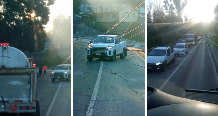 Congestión vehicular en ruta entre Concepción y Florida por caída de postes