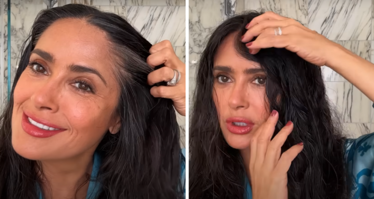 El curioso truco de Salma Hayek para ocultar sus canas con un producto que todas llevan en la cartera