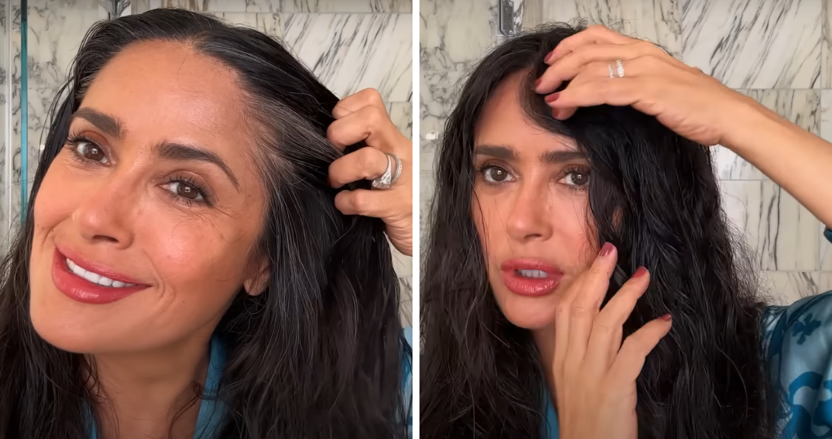 El curioso truco de Salma Hayek para ocultar sus canas con un producto que todas llevan en la cartera