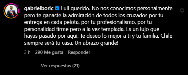 El mensaje del presidente Boric a Luciano Aued
