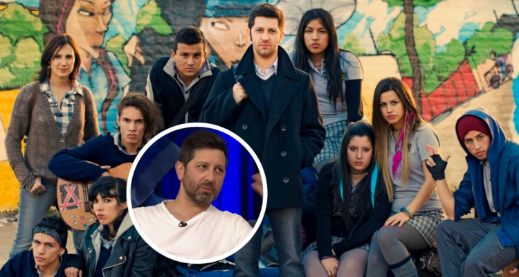 Foto promocional de El Reemplazante y en miniatura el actor Iván Álvarez de Araya, protagonista del “Profe Charly”