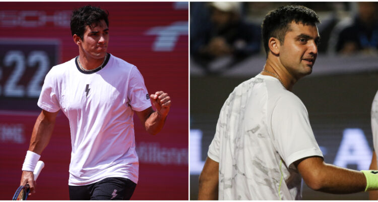fotografía de Cristian Garin y Tomás Barrios jugando tenis