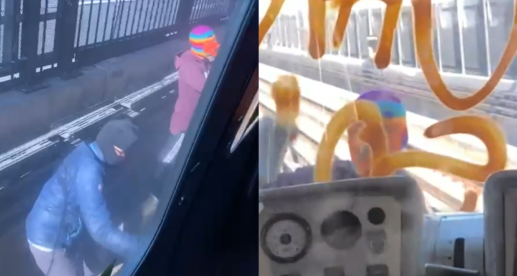 Captan a grafiteros rayando tren de la Línea 4 del Metro a plena luz del día
