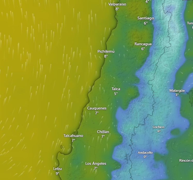 Sale la lluvia, entra el frío: las seis regiones donde habría heladas de hasta -4 °C esta semana