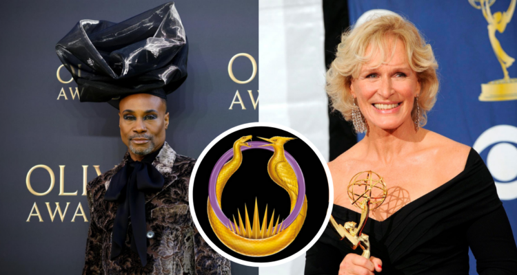Billy Porter y Glenn Close en referencia a confirmación en Los Juegos del Hambre, amanecer en la cosecha