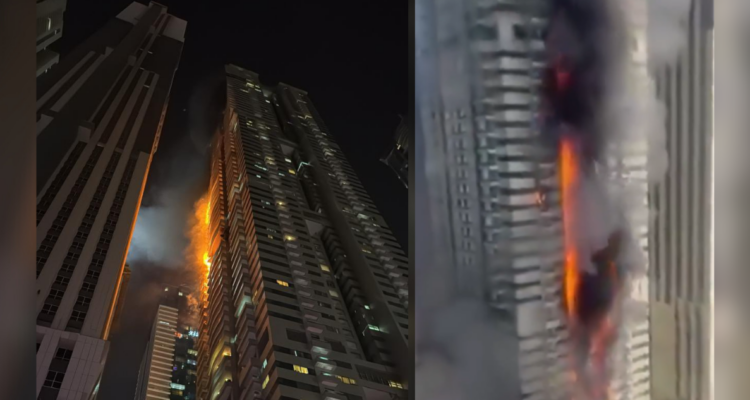 Voraz incendio en edificio de 67 pisos en Dubai obliga la evacuación de 3.800 personas