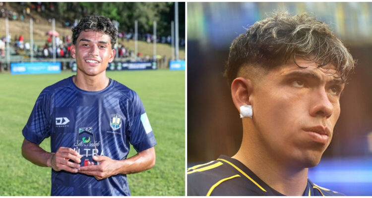 Jerson Lagos del Auckland City y Carlos Palacios de Boca Juniors