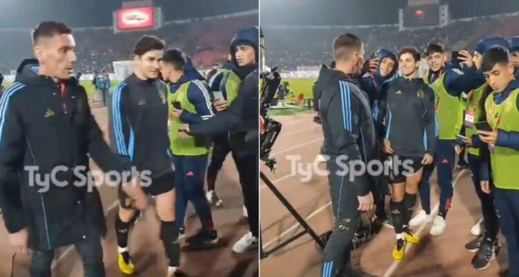 Los pasapelotas de La Roja-Argentina se ‘pelearon’ por una selfie con Julián Álvarez