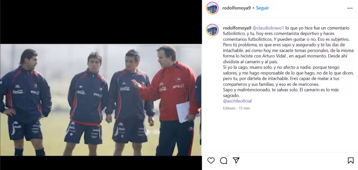 Moya insultó y luego borró otro ataque a Bravo.