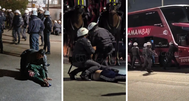 Lumazos y patadas: policía brasileña reprime a hinchas paraguayos tras duelo eliminatorio en Sao Paulo