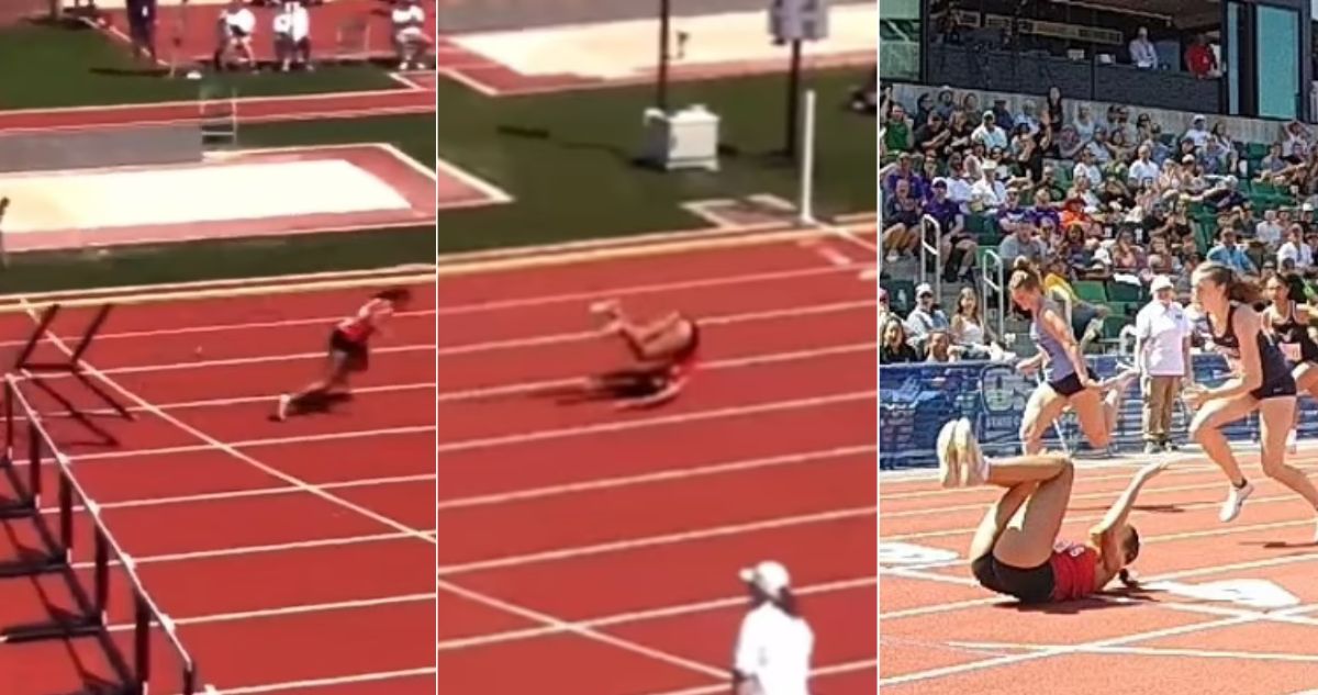 Atleta logra destacado triunfo con volteretas sobre la meta tras tropezarse con una valla: es gimnasta de formación