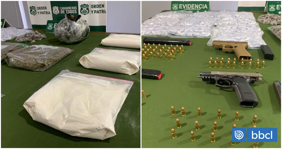 10 detenidos tras allanamientos simultáneos en Los Ángeles y Cabrero: incautan drogas y armas