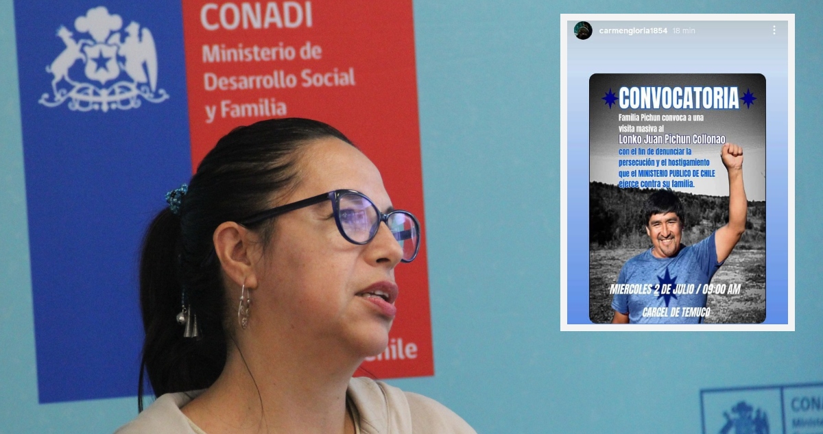 Subdirectora (s) Conadi Sur comparte convocatoria de manifestación por arresto de lonco Juan Pichún