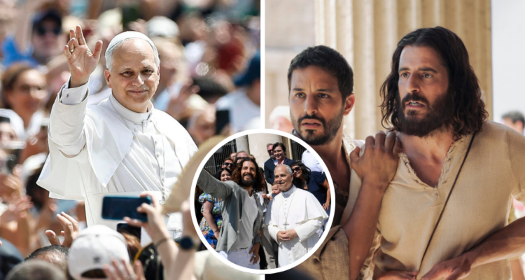 Papa León XIV junto al actor Jonathan Roumie, interprete de Jesús en ‘The Chosen’