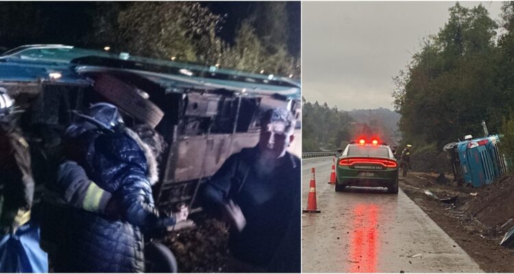 Volcamiento de bus con 41 pasajeros