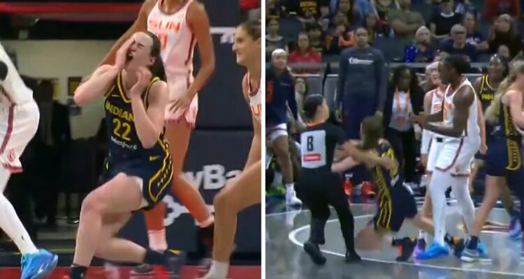 Caitlin Clark sufrió doble agresión en duelo de WNBA.