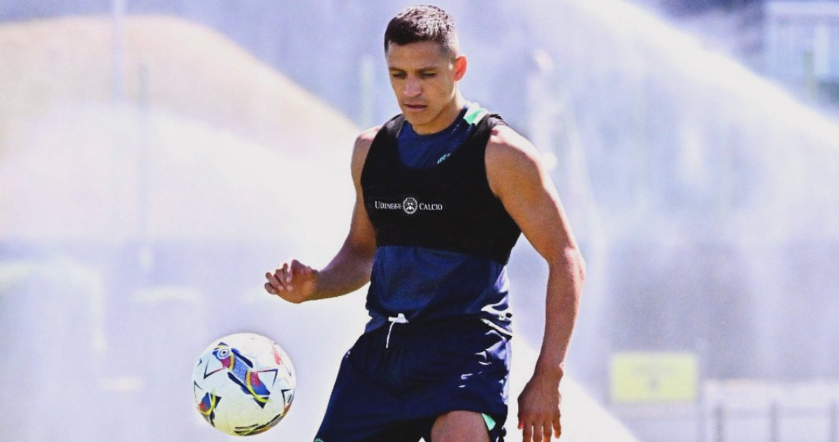 Alexis Sánchez entrenando en Udinese