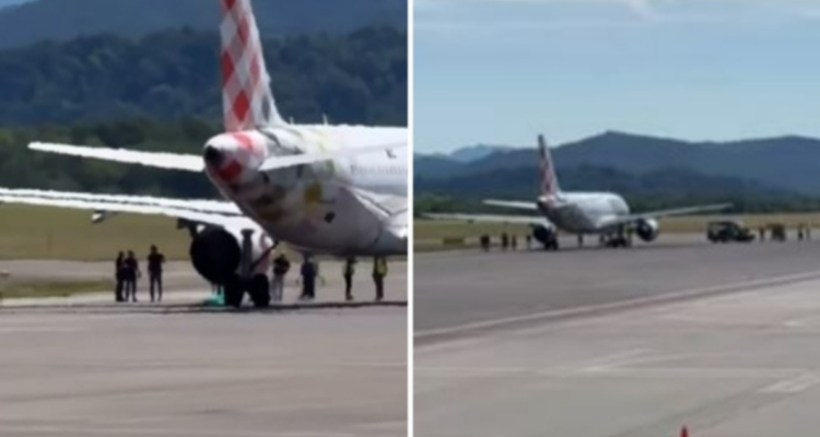El avión de Volotea detenido en la pista