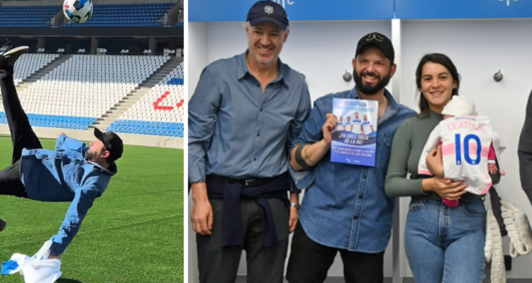 Presidente Boric visitó nuevo estadio de la UC junto a Violeta: hizo una ‘chilena’ y saludó a cracks