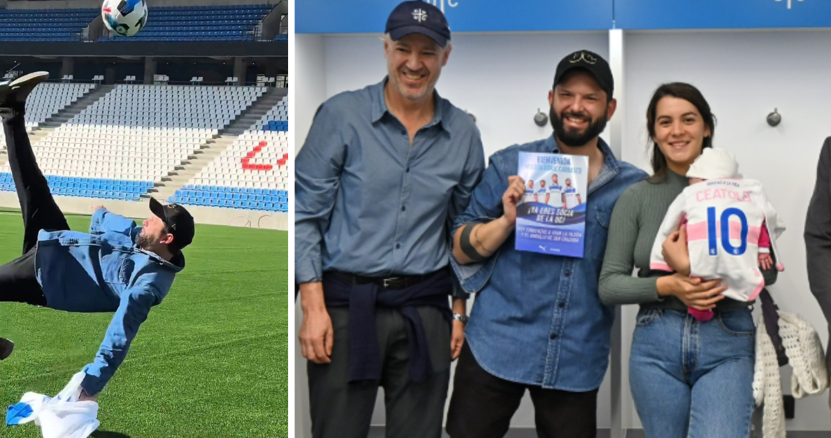 Presidente Boric visitó nuevo estadio de la UC junto a Violeta: hizo una ‘chilena’ y saludó a cracks