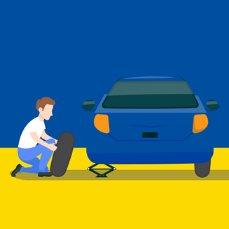 Cambiar la rueda de un auto