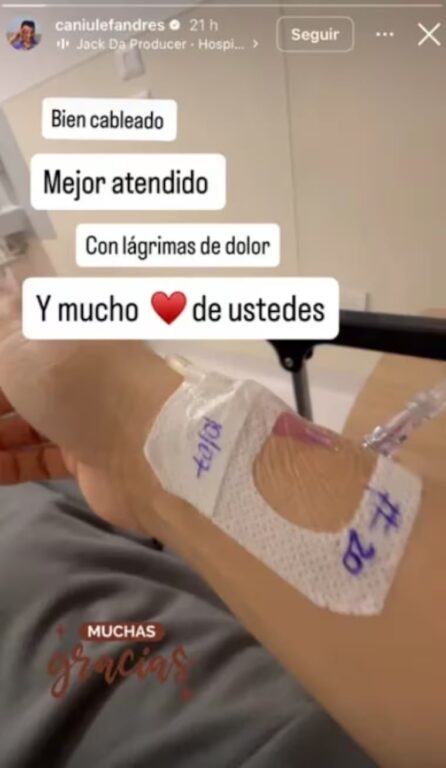 Andrés Caniulef internado en una clínica en referencia a problema de salud