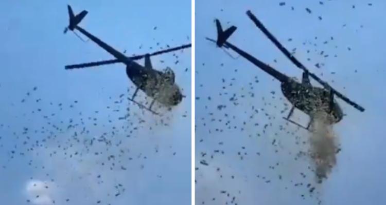 Captan helicóptero lanzando miles de dólares a personas en EEUU: era último deseo de empresario