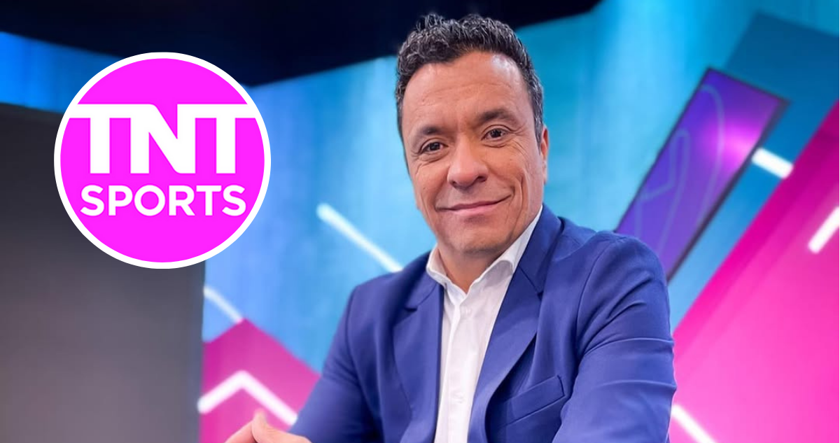 Claudio Palma en programa de TV, y logo de TNT Sports, en referencia a renuncia del canal