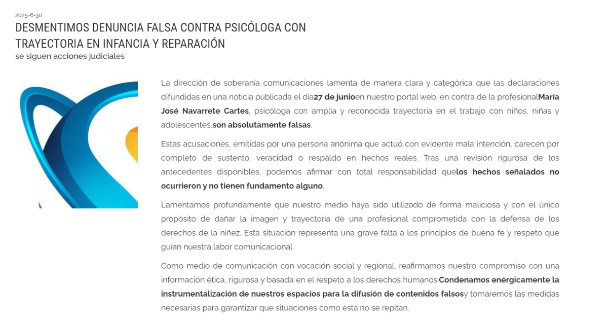 Irresponsable práctica de medio magallánico mantiene a psicóloga sin trabajo