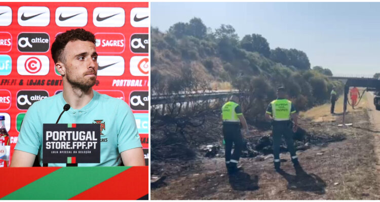 Diogo Jota y foto de contexto de su accidente