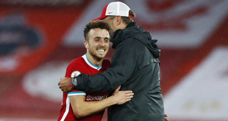 Diogo Jota y Jürgen Klopp en Liverpool