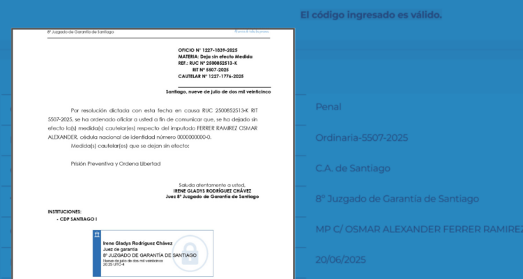 Documento que permitió libertad de sicario es auténtico, según plataforma del propio Poder Judicial
