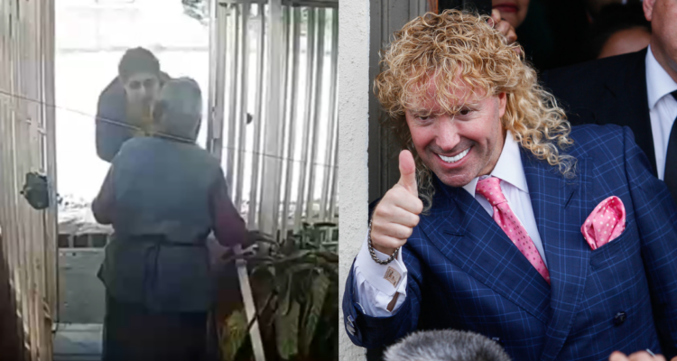 Captura de video donde asaltan a abuelita en Lota junto a fotografía de Leonardo Farkas