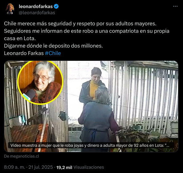 Captura de X (Twitter) de mensaje de Leonardo Farkas